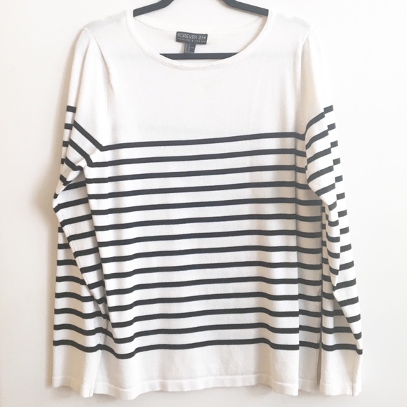 Forever 21 Sweaters - F21 Plus Size Crewneck Sweater Stripe 1X